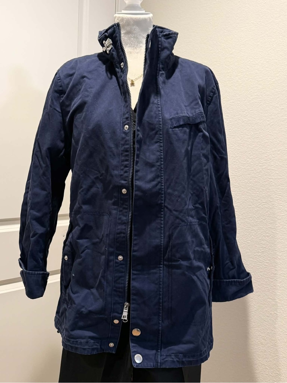 Nautica Navy Utility Jacket with Stand Collar